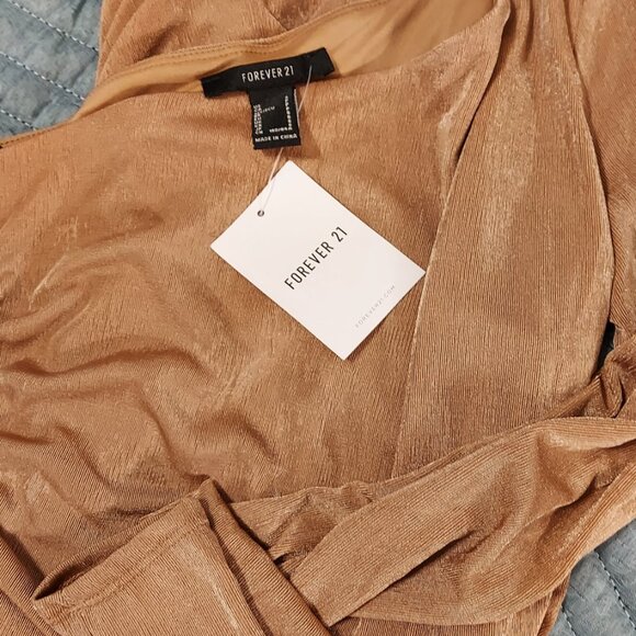 Forever 21 Camel Knit Dress One Shoulder Women's S NWT - Picture 14 of 14